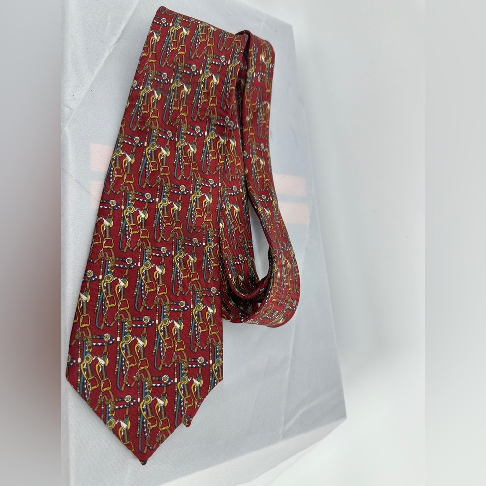 Salvatore Ferragamo equestrian red silk tie